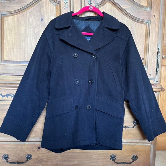 London Fog Black Peacoat - Picture 1 of 3